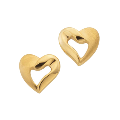 Herzohrstecker 01 Gelbgold